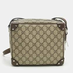 Pre Owned Gucci Beige/Brown GG Supreme Canvas Soft Trunk Messenger Bag