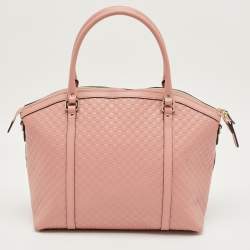 Pre Owned Gucci Pink Microguccissima Leather Dome Satchel