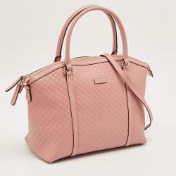 Pre Owned Gucci Pink Microguccissima Leather Dome Satchel