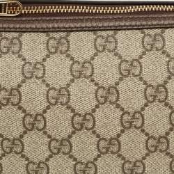 Pre Owned Gucci Beige/Brown GG Supreme Canvas and Leather Ophidia Bag