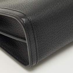 Pre Owned حقيبة كتف غوتشي أوفيديا جلد أسود صغيرة برباط GG ويب