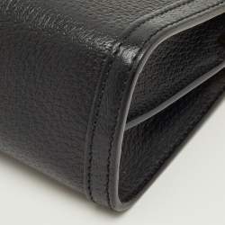 Pre Owned حقيبة كتف غوتشي أوفيديا جلد أسود صغيرة برباط GG ويب