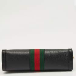 Pre Owned حقيبة كتف غوتشي أوفيديا جلد أسود صغيرة برباط GG ويب