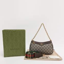 Pre Owned Gucci Beige GG Supreme Canvas and Leather Small Ophidia Shoulder Bag
