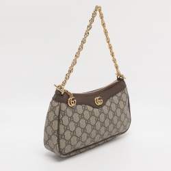 Pre Owned Gucci Beige GG Supreme Canvas and Leather Small Ophidia Shoulder Bag