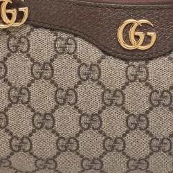 Pre Owned Gucci Beige GG Supreme Canvas and Leather Small Ophidia Shoulder Bag