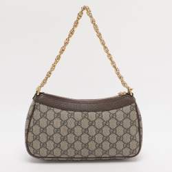 Pre Owned Gucci Beige GG Supreme Canvas and Leather Small Ophidia Shoulder Bag