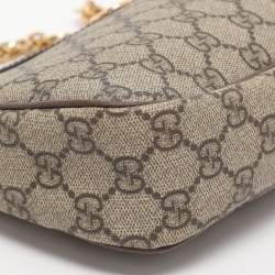 Pre Owned Gucci Beige GG Supreme Canvas and Leather Small Ophidia Shoulder Bag