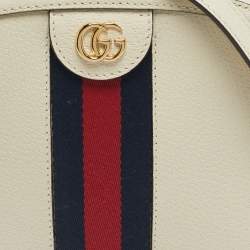 Pre Owned Gucci Off White Leather Small Ophidia Shoulder Bag