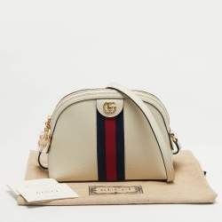 Pre Owned Gucci Off White Leather Small Ophidia Shoulder Bag