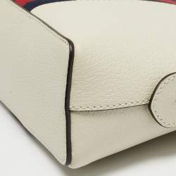 Pre Owned Gucci Off White Leather Small Ophidia Shoulder Bag