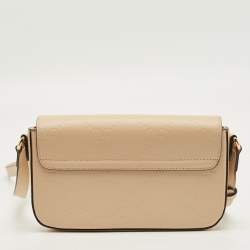 Pre Owned Gucci Beige Jumbo GG Leather Super Mini Shoulder Bag