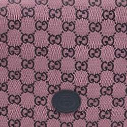 Pre Owned Gucci Pink/Navy Blue GG Canvas and Leather Messenger Bag