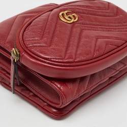 مملوكة مسبقًا حقيبة خصر غوتشي حزام مارمونت GG جلد مبطنة حمراء متعددة
