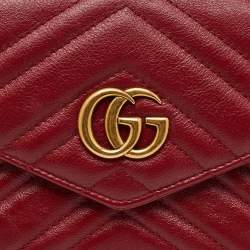 مملوكة مسبقًا حقيبة خصر غوتشي حزام مارمونت GG جلد مبطنة حمراء متعددة