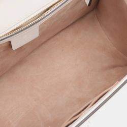 Pre Owned حقيبة غوتشي متوسطة مقبض علوي سيلفي جلد أبيض مطرزة زهور