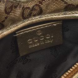 مملوكة مسبقًا حقيبة صغيرة غوتشي جلد وكنفاس GG كريستال بيج/ذهبي قلب