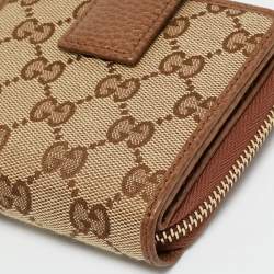 Pre Owned محفظة غوتشي قلاب فرنش كانفاس جي جي وردية/ بيج