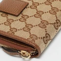 Pre Owned محفظة غوتشي قلاب فرنش كانفاس جي جي وردية/ بيج