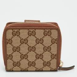 Pre Owned محفظة غوتشي قلاب فرنش كانفاس جي جي وردية/ بيج