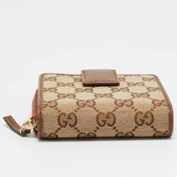 Pre Owned محفظة غوتشي قلاب فرنش كانفاس جي جي وردية/ بيج