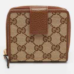 مملوكة مسبقًا Gucci Beige/Brown GG Canvas and Leather French Wallet