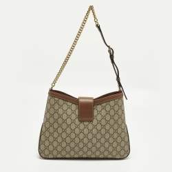 Pre Owned حقيبة كتف غوتشي بادلوك قماش و جلد بني / بيج جي جي سوبريم