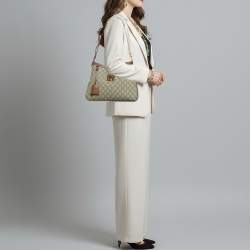 Pre Owned حقيبة كتف غوتشي بادلوك قماش و جلد بني / بيج جي جي سوبريم