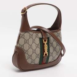 Pre Owned حقيبة كتف غوتشي جاكي 1961 ميني كانفاس سوبرم بيج/بني وجلد