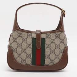 Pre Owned حقيبة كتف غوتشي جاكي 1961 ميني كانفاس سوبرم بيج/بني وجلد