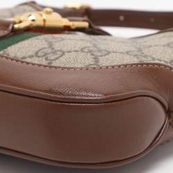 Pre Owned حقيبة كتف غوتشي جاكي 1961 ميني كانفاس سوبرم بيج/بني وجلد
