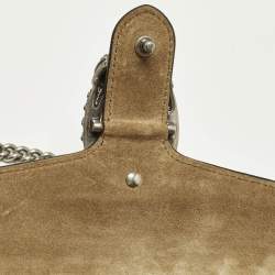 Pre Owned Gucci Dionysus Crystals Beige Coated Canvas and Suede Shoulder Bag