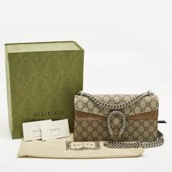 Pre Owned Gucci Dionysus Crystals Beige Coated Canvas and Suede Shoulder Bag