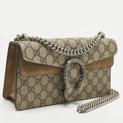 Pre Owned Gucci Dionysus Crystals Beige Coated Canvas and Suede Shoulder Bag