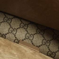 Pre Owned Gucci Dionysus Crystals Beige Coated Canvas and Suede Shoulder Bag