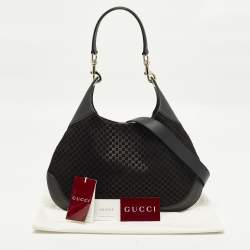Pre Owned Gucci B Medium Black Microguccissima Leather and Suede Hobo