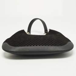 Pre Owned Gucci B Medium Black Microguccissima Leather and Suede Hobo