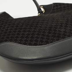 Pre Owned Gucci B Medium Black Microguccissima Leather and Suede Hobo