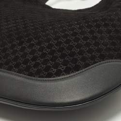 Pre Owned Gucci B Medium Black Microguccissima Leather and Suede Hobo