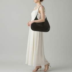 Pre Owned Gucci B Medium Black Microguccissima Leather and Suede Hobo