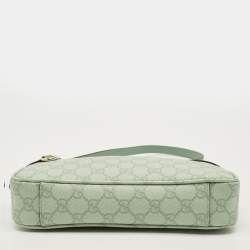 Pre Owned حقيبة كتف غوتشي GG مرمزة صغيرة قماش GG مطلي أخضر مرمرة
