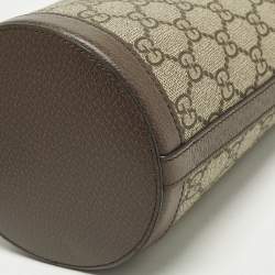 Pre Owned Gucci Ophidia Mini Beige/Brown GG Supreme Canvas and Leather Bucket Bag
