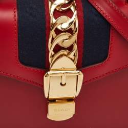 Pre Owned حقيبة غوتشي يد علوية سيلفي ميني جلد أحمر ويب