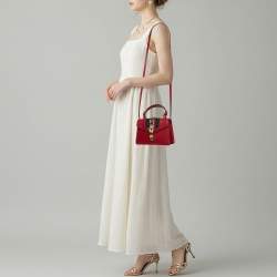 Pre Owned حقيبة غوتشي يد علوية سيلفي ميني جلد أحمر ويب