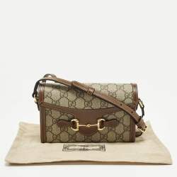 Pre Owned حقيبة كروس بودي غوتشي هورسبيت 1955 كانفاس GG وبجلد بيج/بني مصغرة