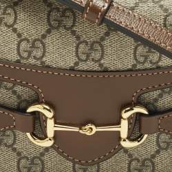 Pre Owned حقيبة كروس بودي غوتشي هورسبيت 1955 كانفاس GG وبجلد بيج/بني مصغرة