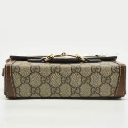 Pre Owned حقيبة كروس بودي غوتشي هورسبيت 1955 كانفاس GG وبجلد بيج/بني مصغرة