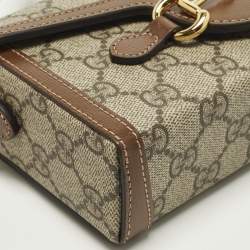 Pre Owned حقيبة كروس بودي غوتشي هورسبيت 1955 كانفاس GG وبجلد بيج/بني مصغرة