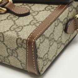 Pre Owned حقيبة كروس بودي غوتشي هورسبيت 1955 كانفاس GG وبجلد بيج/بني مصغرة