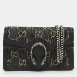 Pre Owned Gucci Dionysus Mini Black GG Denim and Leather Crossbody Bag